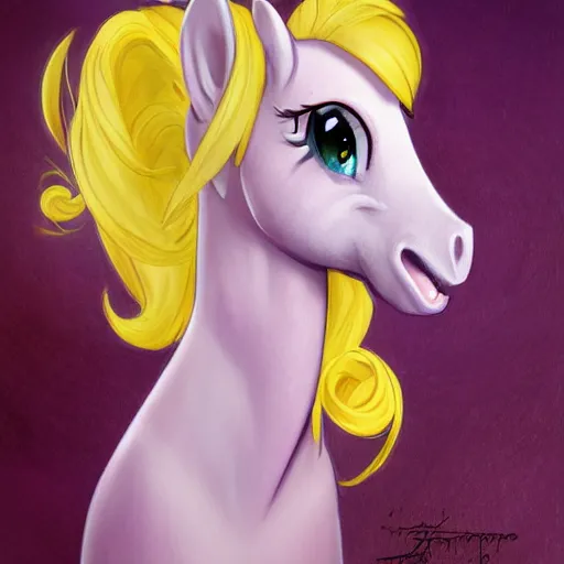 Prompt: portrait of a menacing beautiful Fluttershy, pegasus mare, short muzzle, top half of body, My Little Pony, by Stanley Artgerm Lau , greg rutkowski, thomas kindkade, alphonse mucha, loish, norman rockwell, J. C. Leyendecker. bright pink mane, yellow fur, angry complexion, beautiful detailed eyes, black rose frame. D&D, fantasy. Trending on artstation rule of thirds extremely detailed old illustration hd 4k