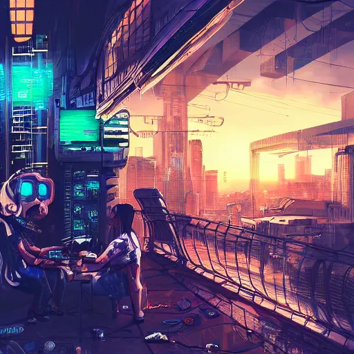 Prompt: beautiful graffiti on a wall, cyberpunk, happy mood, futuristic, high detail, sunset, realistic