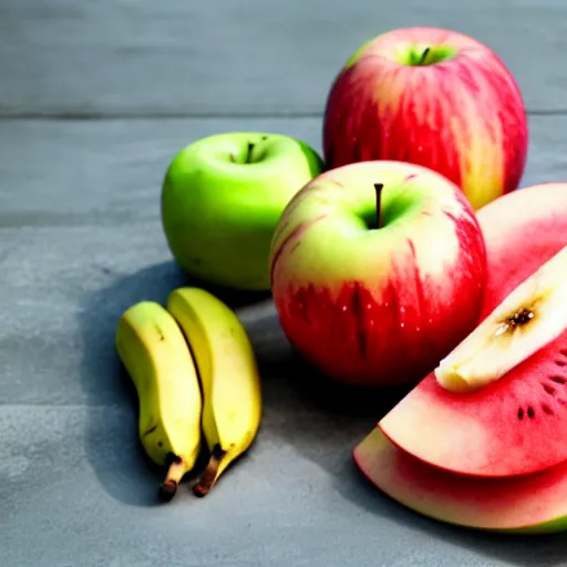 Image similar to combination of apple and banana and watermelon