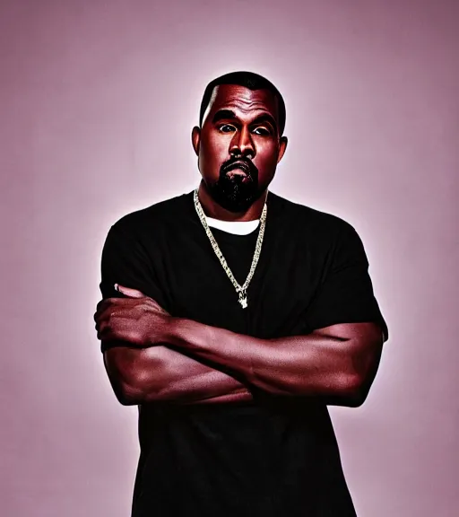 Prompt: a photo of kayne west with ( ( pink hair ) ), studio photo, dynamic lighting, hdr, award winning photography, stunning scenery