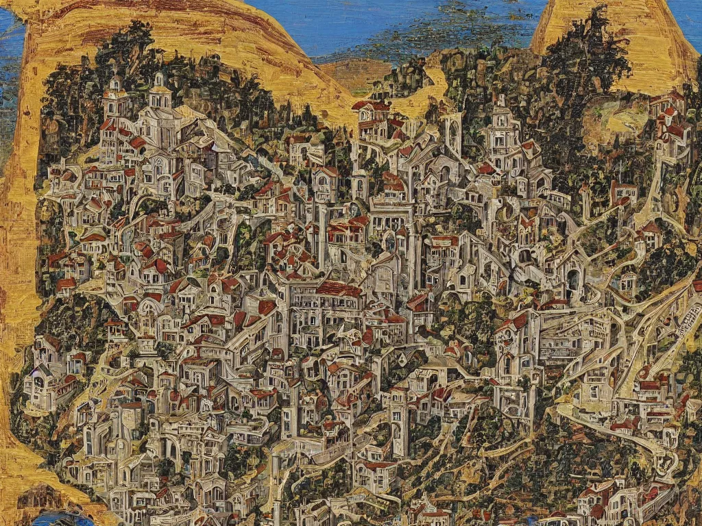 Prompt: cyberspace mount athos monastery, extremely detailed