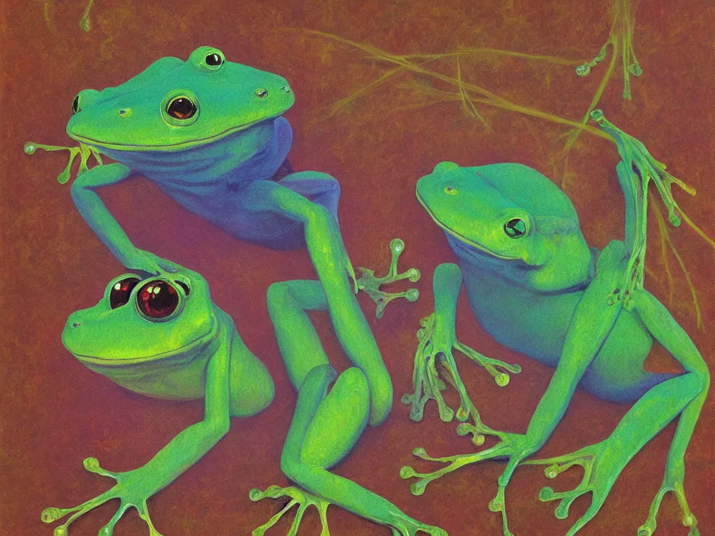 Image similar to the roots of the frog. painting by luigi serafini, agnes pelton