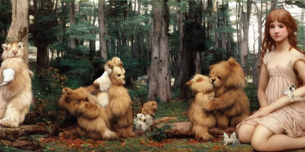 Prompt: 3 d precious moments plush animal, realistic fur, stuffed animal, ancient greece, master painter and art style of john william waterhouse and caspar david friedrich and philipp otto runge