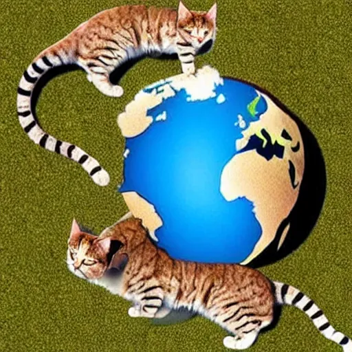 Image similar to giant cat eating the earth