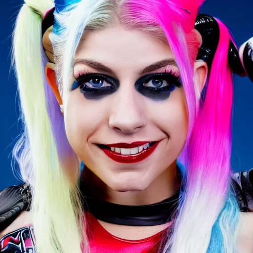 Prompt: alexa bliss as harley quinn, 4k, high detail, high-resolution photograph