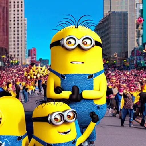 Image similar to minion macys parade float realistic photo