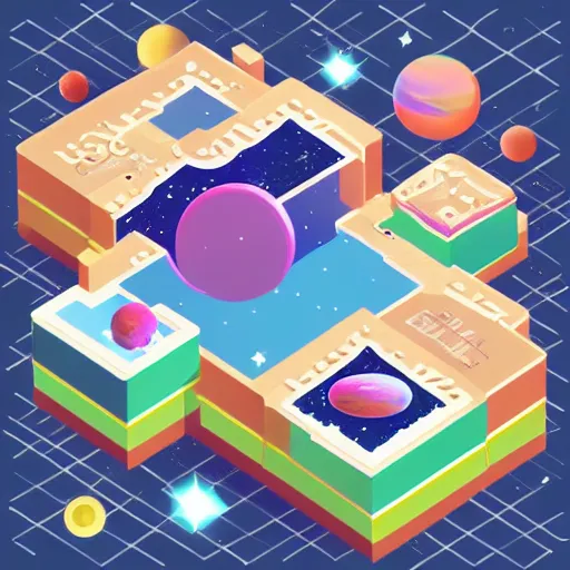 Prompt: cute isometric galaxy