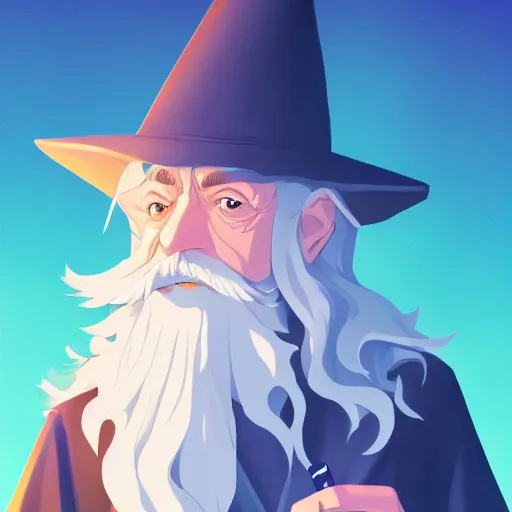 Image similar to J.R.R. Tolkien smoking his pipe in scholarly robes as Gandalf with a wizard hat and great flowing white beard, knowing look, ambient lighting, 4k, anime key visual, lois van baarle, ilya kuvshinov, rossdraws, artstation