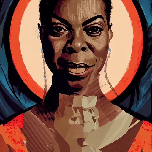 Prompt: portrait of nina simone by petros afshar, hyper real, laurie greasley, jc leyendecker and singer sargent