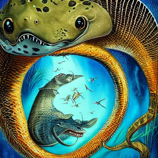Prompt: steve irwin pays tribute to the stingray king, fantasy art, high detail,