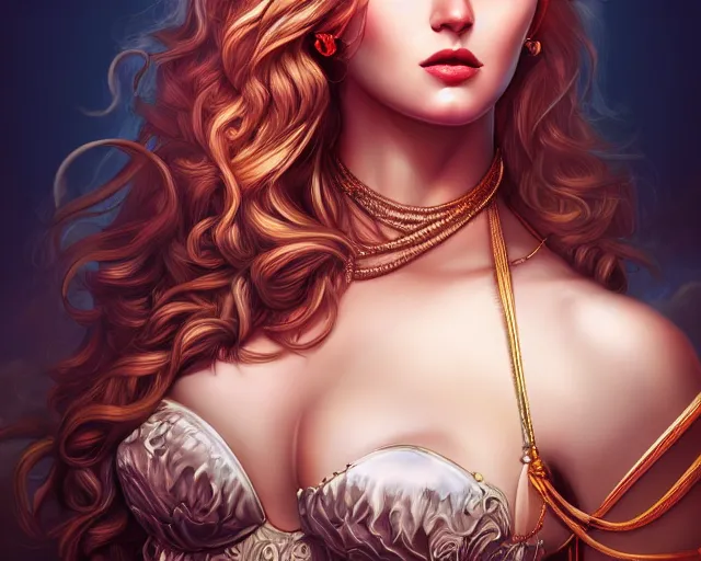 Image similar to portrait of a seductive and powerful aphrodite, detailed intricate illustration, detailed illustration, hd, 4 k, digital art, overdetailed art, complementing colors, trending on artstation, deviantart