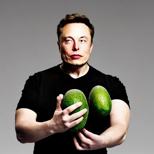 Image similar to elon musk has achieved his dream of becoming an avocado, elon musk sitting in an avacado, elon musk inside of an avacado, photograph, in a boxing ring, cinematic photography