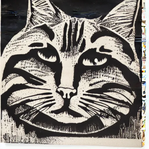 Image similar to cat woodcut print by Samuel Jessurun de Mesquita