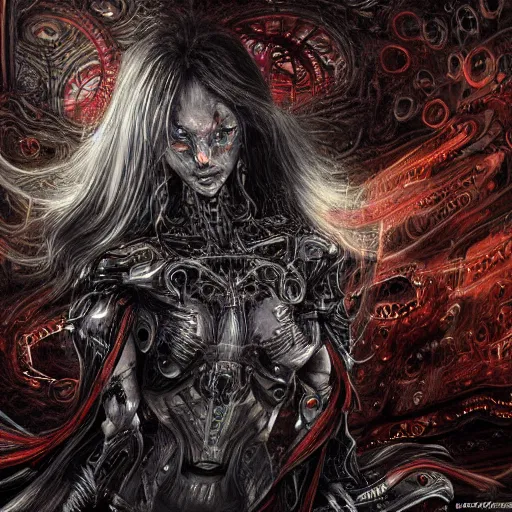 Image similar to cybernetic demon dreaming, lsd, circuitry, intricate detail, royo, whealan, giger, hd,