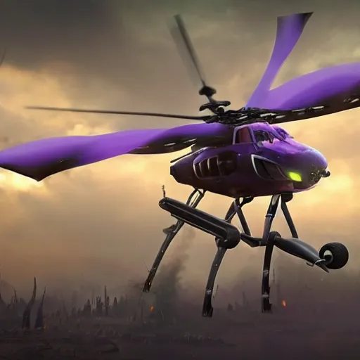 Image similar to Thanos helicopter, realistic, photo real,