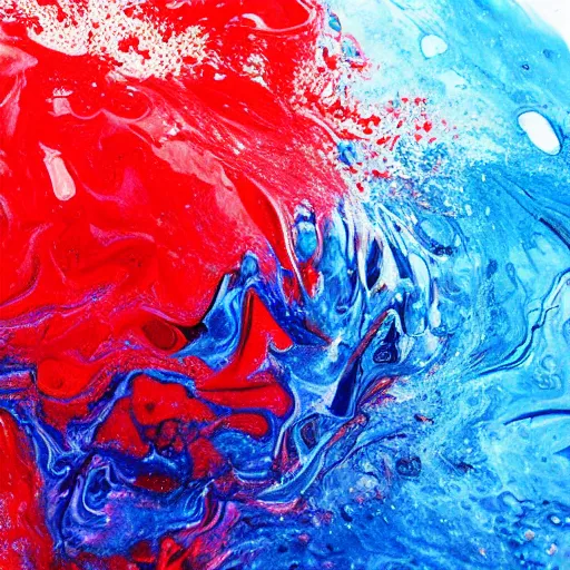 Prompt: a red and blue fluid