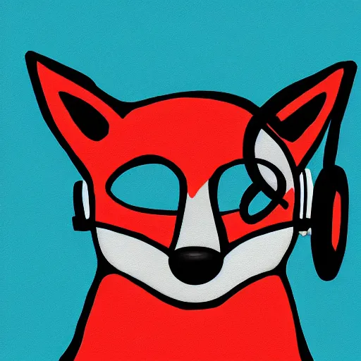 Prompt: fox in headphones, art, digital art, minimalism, spotify, music