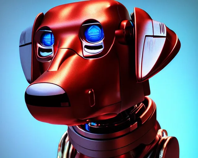 Image similar to portrait of terminator dachshund robot, mechanical, machine, octane render, concept art, sharp focus, hyper - realistic, intricate, detailed, eduard pronin, luka mivsek, ruan jia