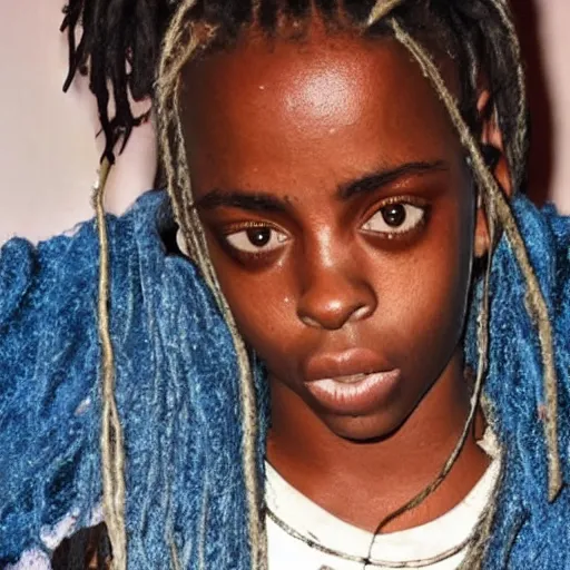 Image similar to billie eilish as an starving african child