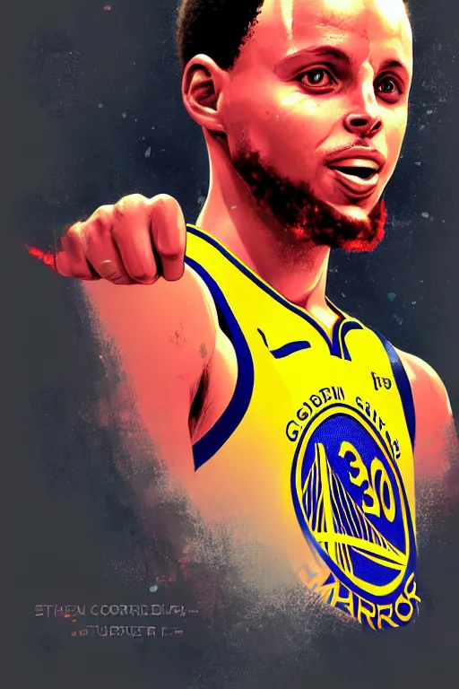 Prompt: stephen curry, manga cover art, detailed color portrait, artstation trending, 8 k, greg rutkowski