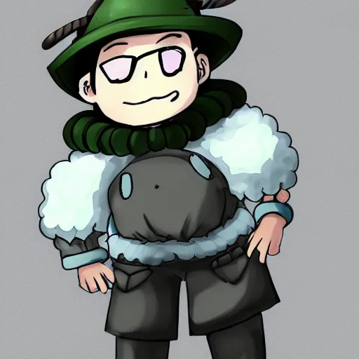 Prompt: boy wearing sheep suit. white, gray, blue, green and brown pallet color. made in abyss art style, inspired in chris from deltarrune, high details