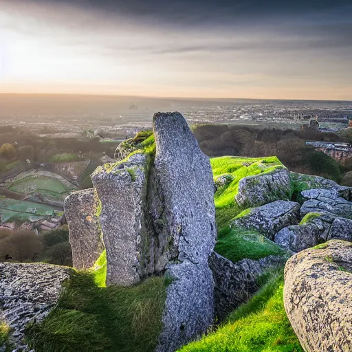 Prompt: almscliff crag in leeds england 8k highly detailed photograph, award winning, beautiful lighting, daytime view