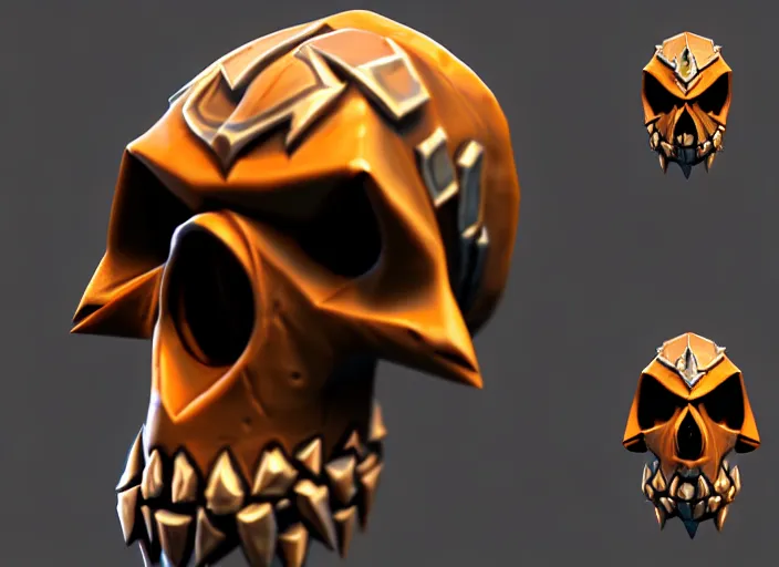 Image similar to hooded skull, stylized stl, 3 d render, activision blizzard style, hearthstone style, crash bandicoot artstyle