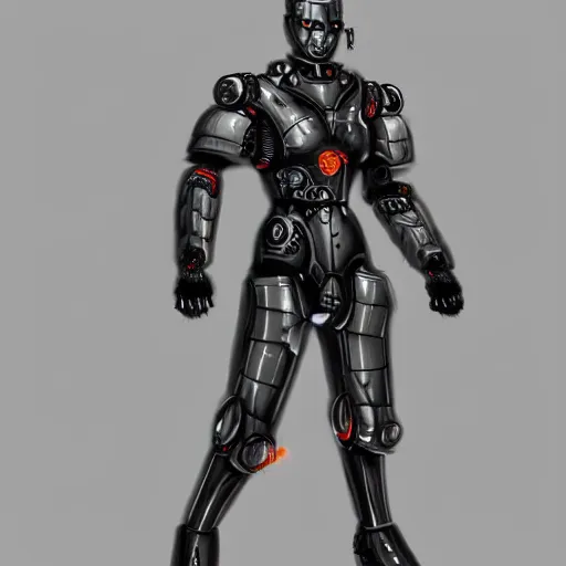 Prompt: The full body of a cyborg Man Character Warrior, Concept art, detailed