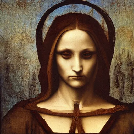 Image similar to gothic american by leonardo da vinci, oil painting, frisson, sfumato