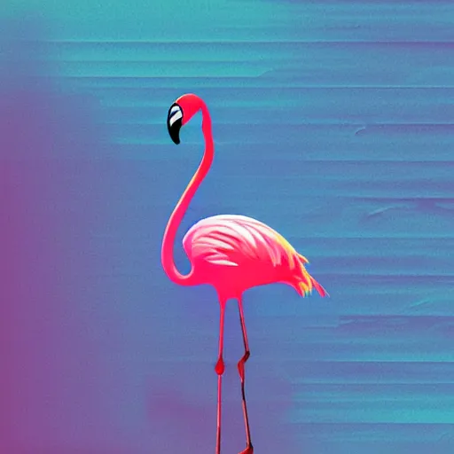 Prompt: flamingo glitch art