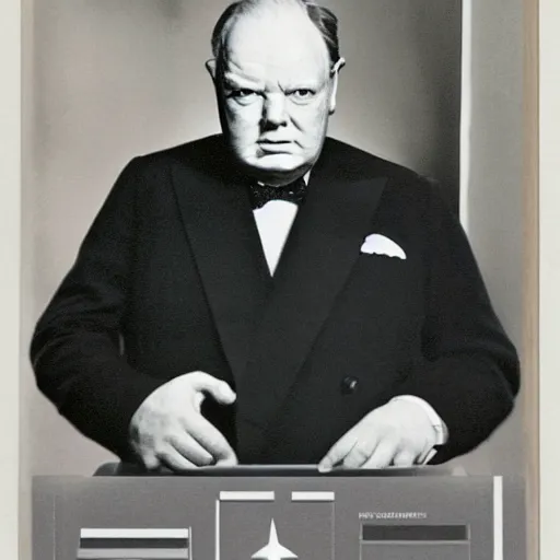 Image similar to starfleet uniform, portrait of winston churchill in starfleet uniform