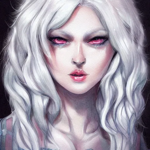 Image similar to a white hair girl, art by samdoesarts, highly detailed, digital painting, concept art, sharp focus, illustration,disney, comic book, sketch, watercolor, trending on artstaion