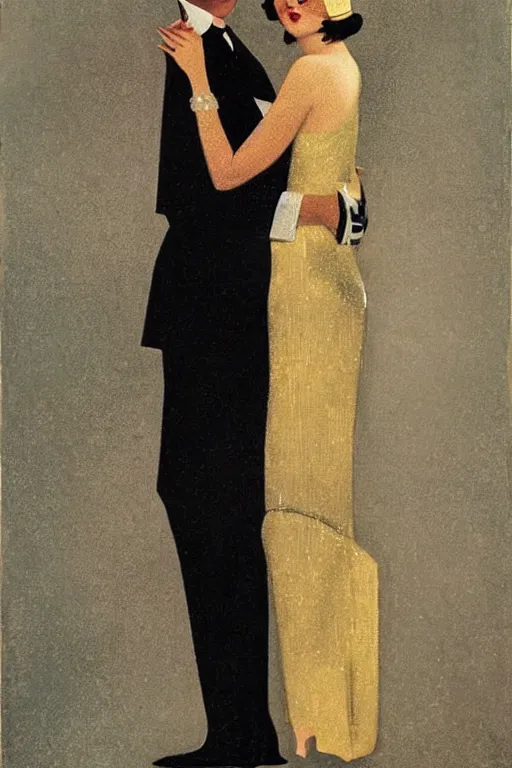 Image similar to a oil painting depicting a Jazz Age high society figure, 1920s style, smooth, highly detailed, high contrast, Coles Phillips, Dean Cornwell, JC Leyendecker, 8K