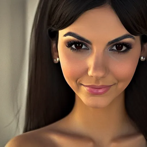 Prompt: photorealistic 3D render of Victoria Justice dressed in a silk tank-top while she thinks a memory she thought she had but the memory was from the mind of the King of razor blades, Pinterest filter, complex detail added after taking the film still at 16K resolution, amazingly epic visuals, epically luminous image, amazing lighting effect, image looks gorgeously crisp as far as it's visual fidelity goes, absolutely outstanding image, perfect film clarity, amazing film quality, iridescent image lighting, mega-beautiful pencil shadowing, 16k upscaled image, soft image shading, crisp image texture, intensely beautiful image, large format picture, it's a great portrait of the highest quality, great Pinterest photo, Vogue portrait is masterfully lit, intricate, elegant, highly detailed, smooth, sharp focus, award-winning, masterpiece, in the style of Tom Bagshaw, Cedric Peyravernay, Peter Mohrbacher