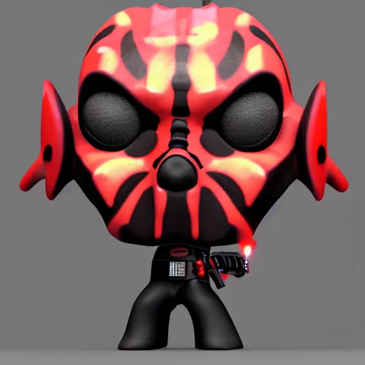 Prompt: darth!!! maul!!!, cute bobble!!! head!!!, blender render, depth of field