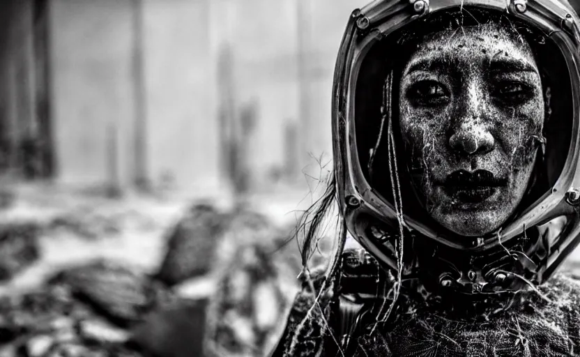 Prompt: cinestill 5 0 d candid photographic portrait by stanley kubrick of dichen lachman as a cyborg wearing rugged black mesh techwear on a dirtbike through an abandoned mall, extreme closeup, modern cyberpunk moody emotional cinematic, snow storm god rays, 8 k, hd, high resolution, 3 5 mm, f / 3 2, ultra realistic faces, ex machina