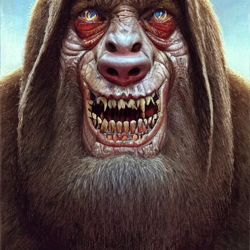 Image similar to vladimir putin, putin is bald prehistoric primate caveman, reptiloid reptile eyes, toothless, saw teeth, horror macabre face, clown nose, by donato giancola and greg rutkowski and wayne barlow and zdzisław beksinski, realistic face, digital art