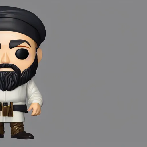 Image similar to funko pop of osama bin laden, product shot, macro, hyper realistic, octane render, unreal engine, 4 k, 8 k