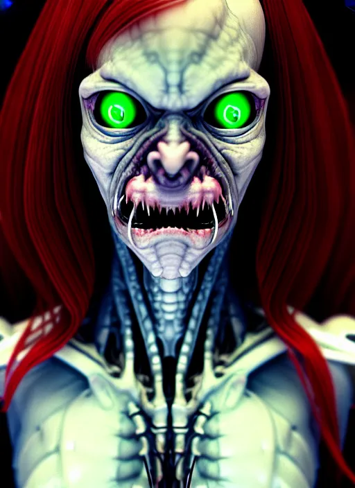 Prompt: an ugly monsterish horrifying slimy scottish female photo, professionally, soft lighting, realistic, sharp focus on eyes, 8 k, high definition, insanely detailed, intricate, elegant, art by artgerm and junji ito. science fiction alien android cyberspace movie widescreen still from action scene.