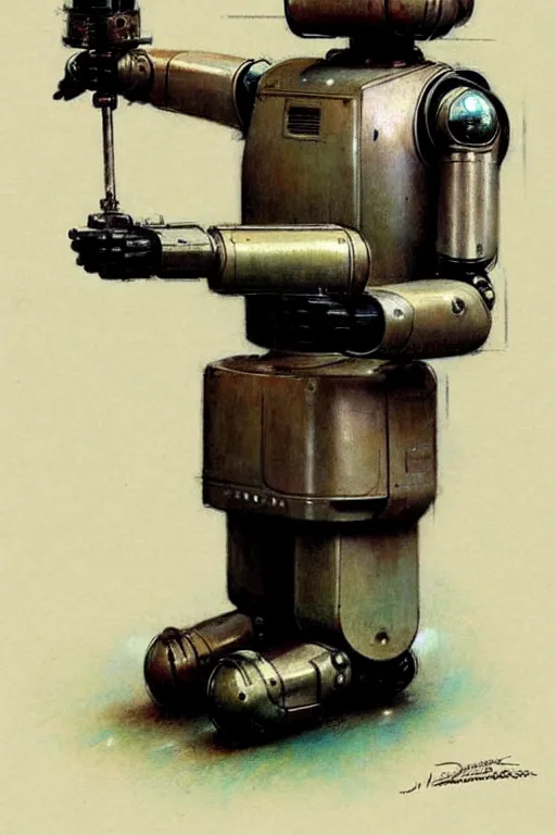 Image similar to (((((1950s servant android robot art . muted colors.))))) by Jean-Baptiste Monge !!!!!!!!!!!!!!!!!!!!!!!!!!!