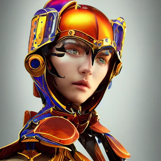 Image similar to studio portrait of lawful good colorful female holy mecha paladin absurdly beautiful, elegant, young sensual graceful woman, ultrafine hyperrealistic detailed face illustration by kim jung gi, irakli nadar, intricate linework, sharp focus, bright colors, matte, octopath traveler, final fantasy, unreal engine highly rendered, global illumination, radiant light, intricate environment