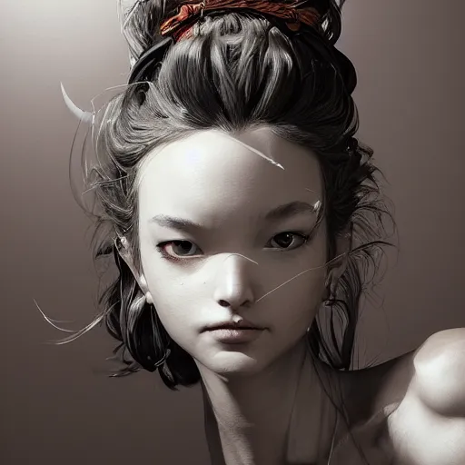 Image similar to bitches brew, absurdly beautiful, elegant, young sensual graceful, ultrafine hyperrealistic detailed face illustration by kim jung gi, irakli nadar, sharp focus, saturated colors, octopath traveler, final fantasy, unreal engine highly rendered, global illumination, radiant light, intricate environment