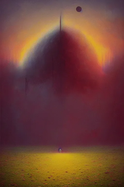 Image similar to a painting of a summer, a surrealist painting by zdzisław beksinski and by alena aenami, deviantart, dystopian art, apocalypse landscape, surrealist