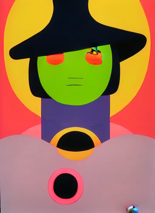 Image similar to witch with hat by shusei nagaoka, kaws, david rudnick, airbrush on canvas, pastell colours, cell shaded, 8 k,