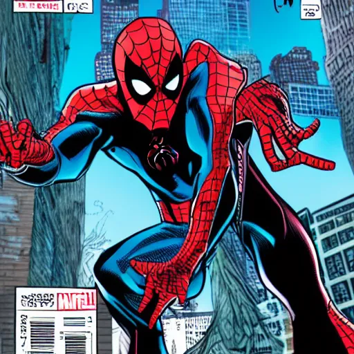 Image similar to spider man vs dead pool comic book cover