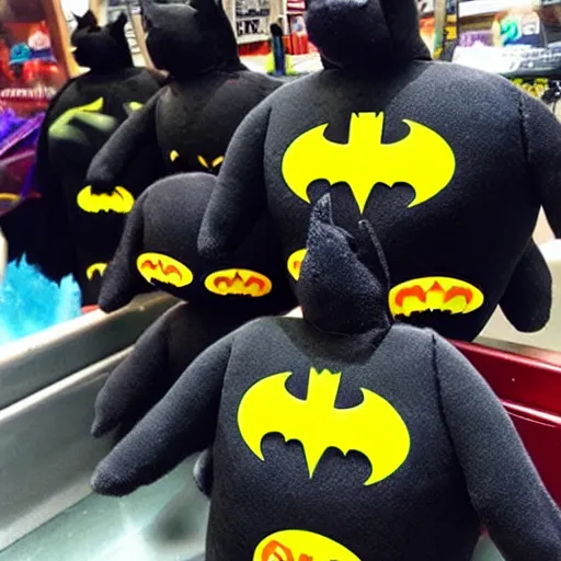 Image similar to Batman Plushies inside a claw machine