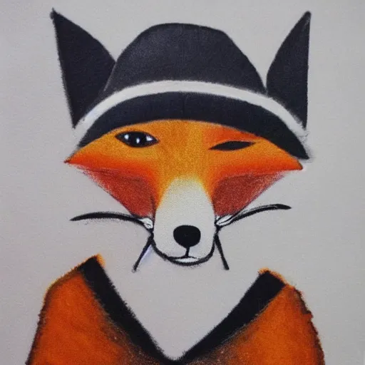 Prompt: 'a fox face with a hat on the head'