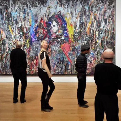 Image similar to Controversial art exhibition at a major New York gallery, hi-res photo, news footage