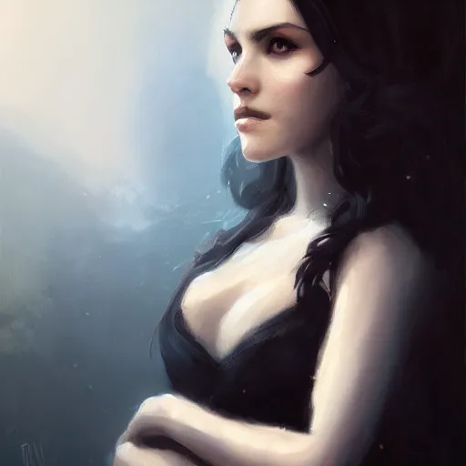 Prompt: yennefer, oil painting, Tooth Wu, Greg Rutkowski, RPG portrait, dynamic lighting, fantasy art, High contrast, depth of field