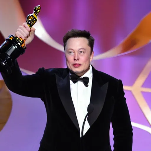 Image similar to Elon musk winning an oscar